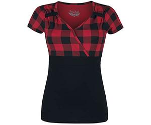 Rock Rebel by EMP Mujer Camiseta de Cuadros Negra y roja Estilo Rockabilly L