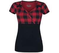 Rock Rebel by EMP Mujer Camiseta de Cuadros Negra y roja Estilo Rockabilly XL