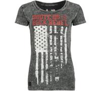 Rock Rebel by EMP Mujer Camiseta Gris de Aspecto Lavado con Estampado Frontal S