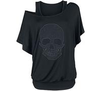 Rock Rebel by EMP Mujer Camiseta Negra de Doble Capa con Calavera XXL