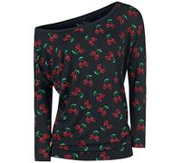 Rock Rebel by EMP Mujer Camiseta Negra de Manga Larga con Estampado de Cerezas L