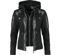 Rock Rebel by EMP Mujer Chaqueta biker negra de mezclilla con detalles de cuero sintético