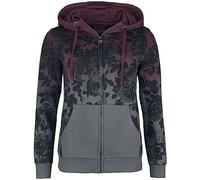 Rock Rebel by EMP Mujer Chaqueta de chándal Gris Burdeos con Estampado Rosa por Todo el Rostro y Degradado de Color con Tinte Dip M