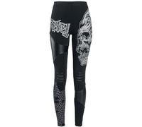 Rock Rebel by EMP Mujer Leggings Negros con Estampados, Recortes e Inserciones de Piel sintética S