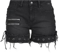 Rock Rebel by EMP Mujer Pantalones Cortos Negros con Cordones Laterales 33