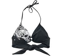 Rock Rebel by EMP Mujer Top de Bikini triángulo Negro con Estampado de Calavera S