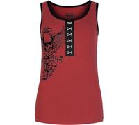 Rock Rebel by EMP Mujer Top Rojo Burdeos con Dobladillo de Color en Contraste en el Escote L