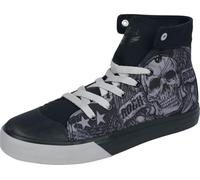 Rock Rebel by EMP Unisex Zapatillas Altas Negras con Estampado de Calavera cibernética de la Vieja Escuela en el Lateral EU41