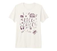 Rock Retro Doodle Años 80 Música Rock & Roll Mujeres Chicas Camiseta Premium