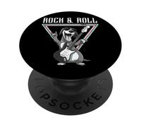 Rock & Roll Cool Dog Playing Guitarra PopSockets PopGrip Adhesivo
