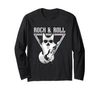 Rock & Roll Fox Guitarra Cool Vibe Fun Manga Larga