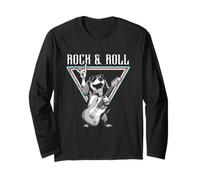 Rock & Roll Guitar Dog Fun Vibes Manga Larga