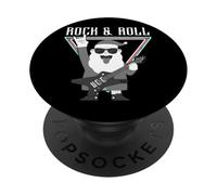 Rock & Roll Santa Claus Guitarra Cool Vibe PopSockets PopGrip Adhesivo