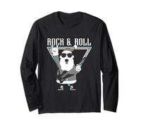 Rock & Roll Santa Guitar Vibes Holiday Vibes Manga Larga
