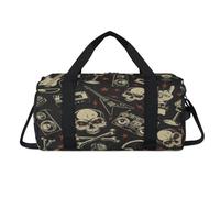 Rock Roll Skull - Bolsa deportiva con compartimento para zapatos, diseño de calavera punk, bolsa de fin de semana, bolsa de viaje para el gimnasio, organizador de equipaje para mujeres, hombres, niños