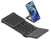 ROCK&ROWN Teclado Bluetooth plegable, teclado portátil inalámbrico con panel táctil, teclado de viaje plegable para iOS/Android/Windows