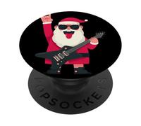 Rock Santa Claus Guitarra Eléctrica Tongue out Cuernos PopSockets PopGrip Adhesivo
