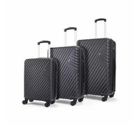 Rock Santiago - Maletas rígidas con ruedas giratorias de 360 grados, diseño ligero y elegante, mango telescópico y cerradura de combinación, pequeño, mediano y grande, Black, 3 unidades, Fuerza y