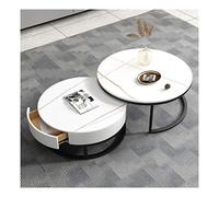 Rock Slab Marble Round Coffee Table Combination Simple Modern Small Apartment Nordic Style Small Coffee Table Table Living Room Home Coffee Tea End Table (Color : B) (D)