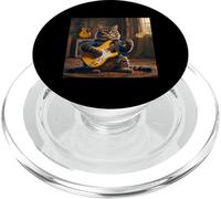 Rock Star Cat tocando la guitarra Rock and Roll Hombres Mujeres Niños PopSockets PopGrip para MagSafe
