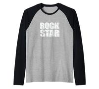 Rock Star Música Estilo Género Guitarra Banda de Rock Camiseta Manga Raglan