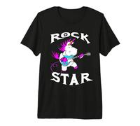 Rock Star Unicornio Divertida Guitarra Música Retro Camiseta Premium