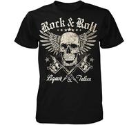 Rock & Style Liquor & Tattoos Unisex 100% Cotton Short-Sleeve T-Shirts Black XXXL