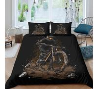 Rock Style Mountain Bike and Rider Funda De Edredón 3D, Juegos De Ropa De Cama Microfibra, Impresas De con Funda De Almohada 3 Piezas Niño Niña King(220x240cm)