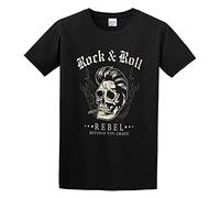 Rock Style Rock & Roll Rebel Beyond Grave Men's T-Shirt Unisex Black Cotton Hip Hop Print tee Shirts M