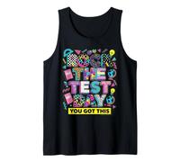 Rock The Test Day Retro 80s 90s Profesor Estudiante Camiseta sin Mangas