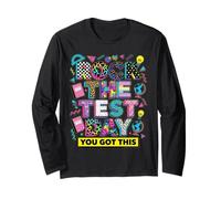 Rock The Test Day Retro 80s 90s Profesor Estudiante Manga Larga