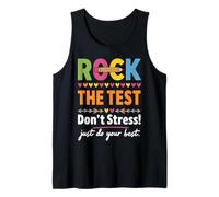 Rock The Test Dont Stress Cita de Escuela Motivacional Camiseta sin Mangas