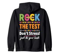 Rock The Test Dont Stress Cita de Escuela Motivacional Sudadera con Capucha