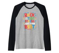 Rock The Test Dont Stress Divertido Dicho Motivacional Camiseta Manga Raglan