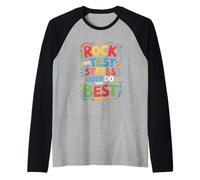 Rock The Test Dont Stress Divertido Dicho Motivacional Camiseta Manga Raglan