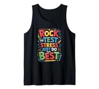 Rock The Test Dont Stress Divertido Dicho Motivacional Camiseta sin Mangas