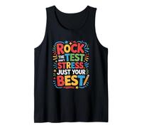 Rock The Test Dont Stress Divertido Dicho Motivacional Camiseta sin Mangas