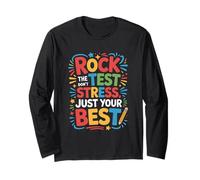 Rock The Test Dont Stress Divertido Dicho Motivacional Manga Larga