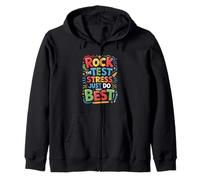 Rock The Test Dont Stress Divertido Dicho Motivacional Sudadera con Capucha