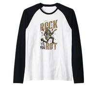 Rock Til You Rot Rock Música Guitarra Esqueleto Rocker Camiseta Manga Raglan