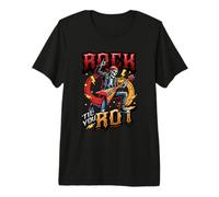 Rock Til You Rot Rock Música Guitarra Esqueleto Rocker Camiseta Premium