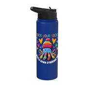Rock Your Socks Down Syndrome Awareness Day Octopus WDSD Stainless Steel Insulated Water Bottle
