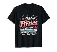 Rockabilly 1950 The Fabulous Fifties Rock and Roll Camiseta gráfica económica, Hombre, Negro, S