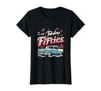 Rockabilly 1950 The Fabulous Fifties Rock and Roll Camiseta gráfica económica, Mujer, Negro, L