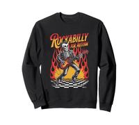 Rockabilly - Esqueleto para Autismo con Llamas de bajo, Estilo Retro Sudadera