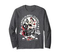 Rockabilly Hombre Ropa Mujer Rockera 50s Pinup Rock and Roll Manga Larga, Unisex para Adultos, Jaspeado Oscuro, L