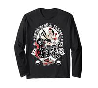 Rockabilly Hombre Ropa Mujer Rockera 50s Pinup Rock and Roll Manga Larga, Unisex para Adultos, Negro, XXL