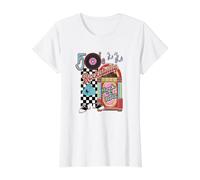 Rockabilly Lets Go To The Hop - Jukebox clásico Retro de los años 50 Camiseta gráfica económica, Mujer, Blanco, L