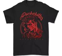 Rockabilly Never Dies Rock n Roll Music Mens Cotton T-Shirt Black S