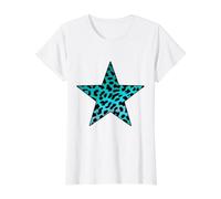 Rockabilly Punk RockNroll Cheetah Leopardo Azul Azulado Camiseta gráfica económica, Mujer, Blanco, XL